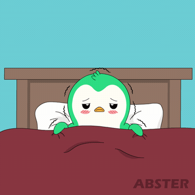 Penguin Lying On Bed Abster GIF