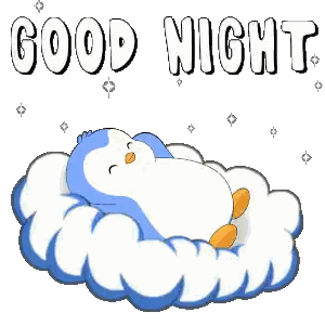 Penguin Lying On Cloud Good Night Sticker