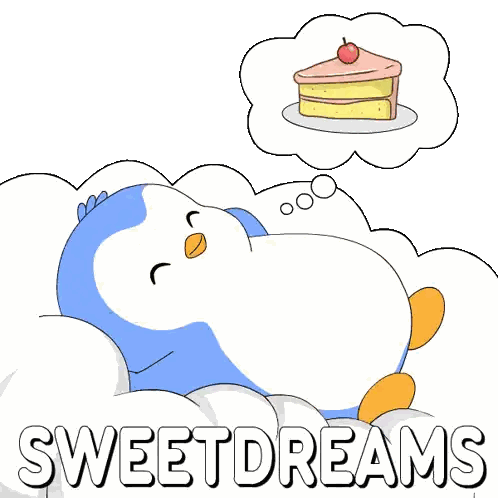 Penguin Lying On Cloud Thinking About Donut Sticker