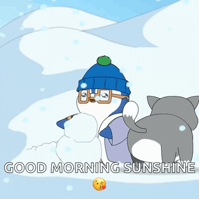 Penguin Making Snowman Good Morning Sunshine GIF