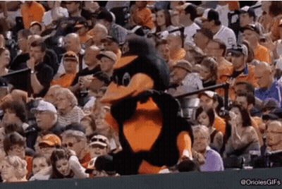 Penguin Mascot Dancing At Baseball Game GIF