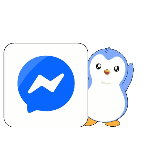 Penguin Next To Blue Messenger Icon Sticker
