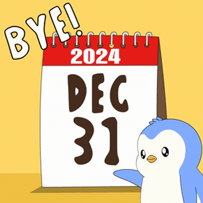 Penguin Next To Calendar Saying Bye 2024 GIF