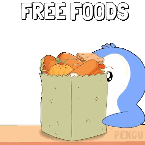 Penguin Next To Free Food Bag Sticker