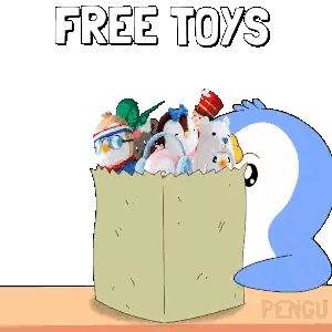 Penguin Next To Free Toys Bag Sticker