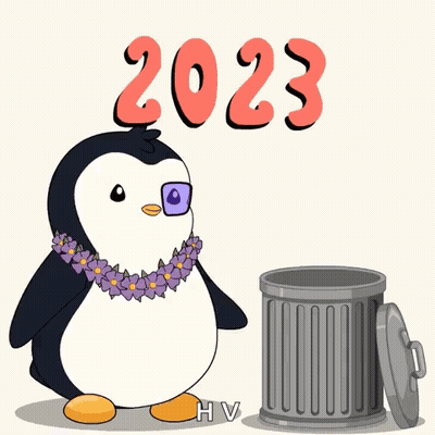 Penguin Next To Trash Can 2024 GIF