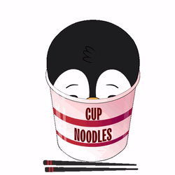 Penguin Noodle Cup GIF