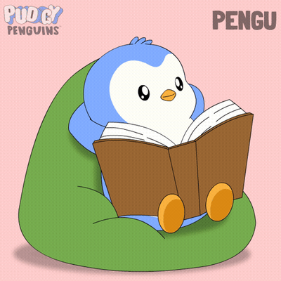 Penguin On Bean Bag Reading Book Pengu GIF