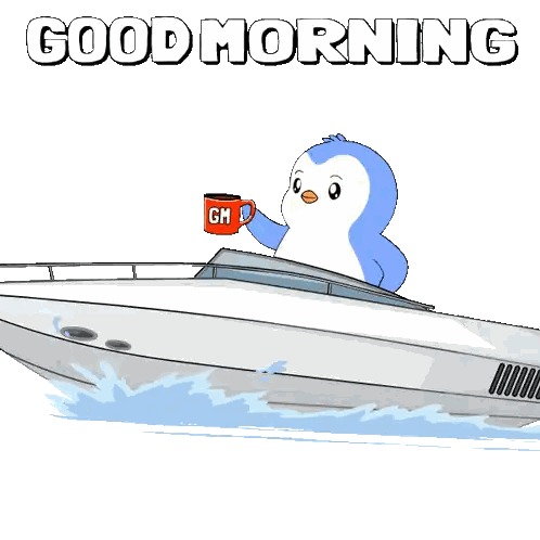 Penguin On Boat Holding Cup GM Sticker