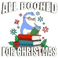 Penguin On Book Stack Christmas Sticker