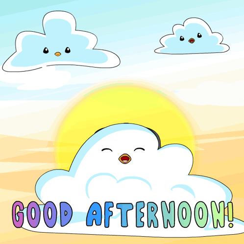 Penguin On Cloud Saying Good Afternoon GIF