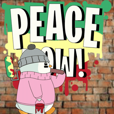 Penguin Painting Peace On Wall GIF