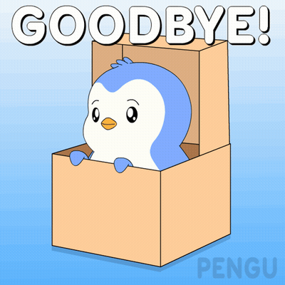 Penguin Peeking Out Of Cardboard Box Saying Goodbye GIF