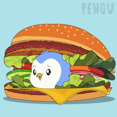Penguin Peeking Out Of Hamburger With Pengu GIF