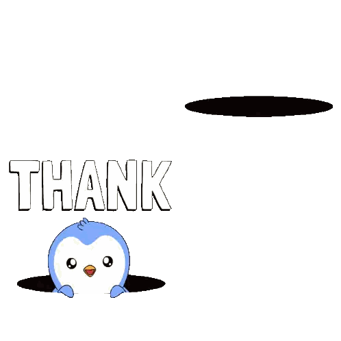 Penguin Peeking Out Of Hole Thank You Sticker