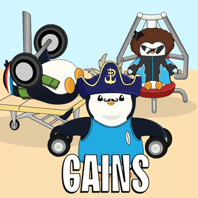 Penguin Pirate Holding Barbell Gains