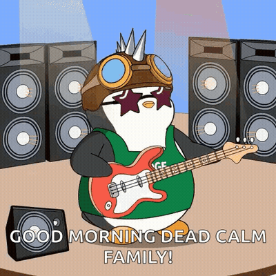 Penguin Playing Guitar Good Morning Dead Calm Family GIF
