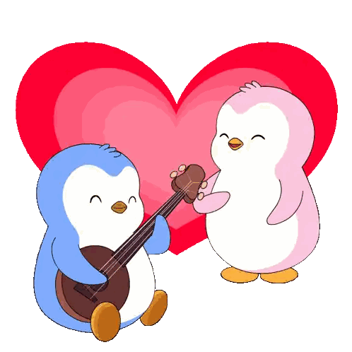 Penguin Playing Guitar Next To Another Penguin Sticker
