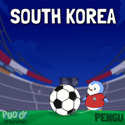 Penguin Playing Soccer For South Korea GIF