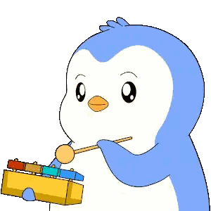 Penguin Playing Xylophone With Note Sticker