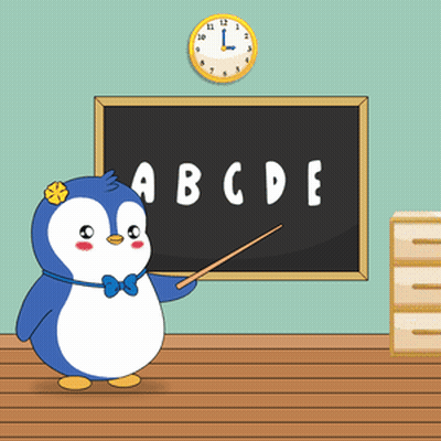 Penguin Pointing At Blackboard ABCDE GIF