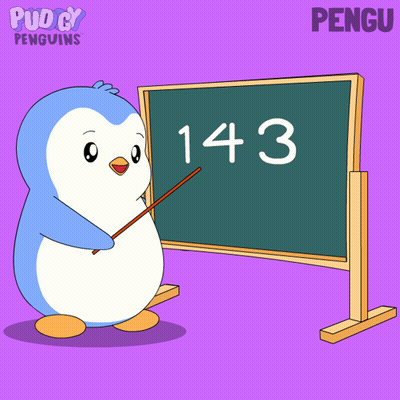 Penguin Pointing At Blackboard With 143 GIF