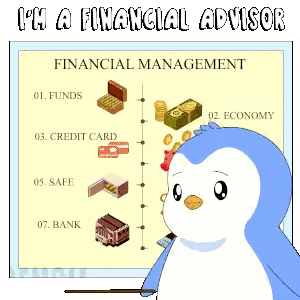 Penguin Pointing At Financial Management Graph Sticker
