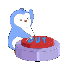 Penguin Pressing Buy Button Sticker