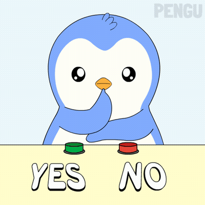 Penguin Pressing Yes And No Button GIF