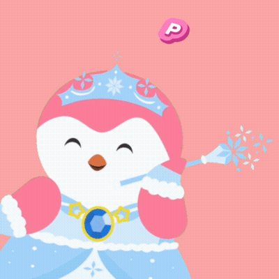 Penguin Princess Holding Wand GIF