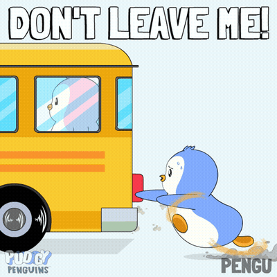 Penguin Pulling Bus Do Not Leave Me GIF