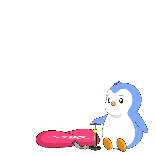 Penguin Pumping Heart Saying Love Sticker