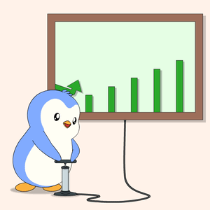 Penguin Pumping Up Graph On Screen GIF