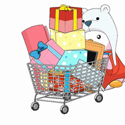 Penguin Pushing Cart Full Of Presents GIF
