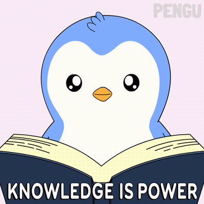 Penguin Reading Book Knowledge Is Power GIF