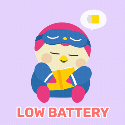 Penguin Reading Book Low Battery GIF