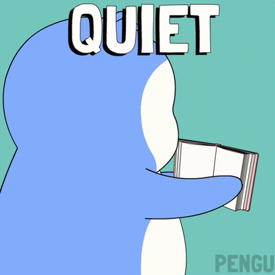 Penguin Reading Book Quiet GIF