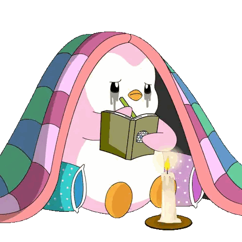 Penguin Reading Book Under Blanket Sticker