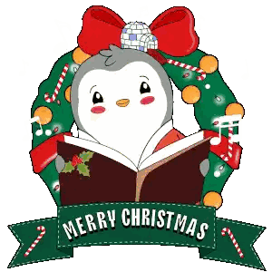 Penguin Reading Christmas Book Sticker