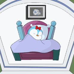 Penguin Red Ribbon Im Awake GIF