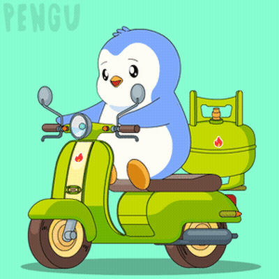 Penguin Riding Green Scooter GIF