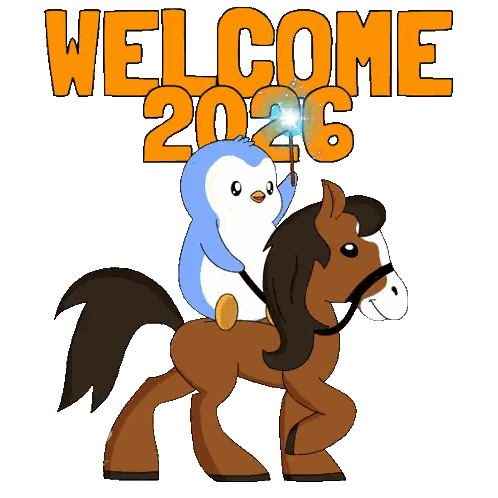 Penguin Riding Horse Welcome 2026 Sticker