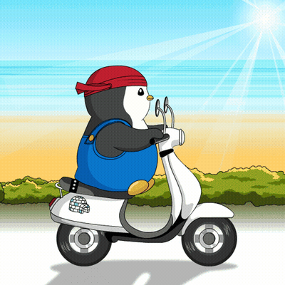Penguin Riding Scooter GIF
