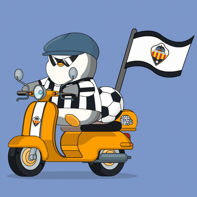 Penguin Riding Scooter With Soccer Ball GIF