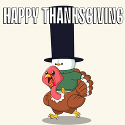 Penguin Riding Turkey Animated Happy Thanksgiving GIF