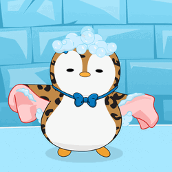 Penguin Rubs Back Bath Time GIF