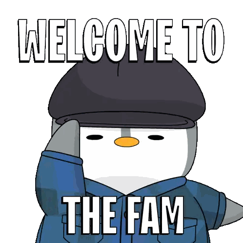 Penguin Saluting Welcome To The Fam Sticker