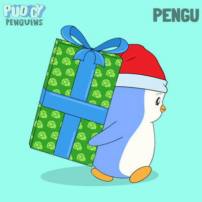 Penguin Santa Hat Carrying Gift Box Bow