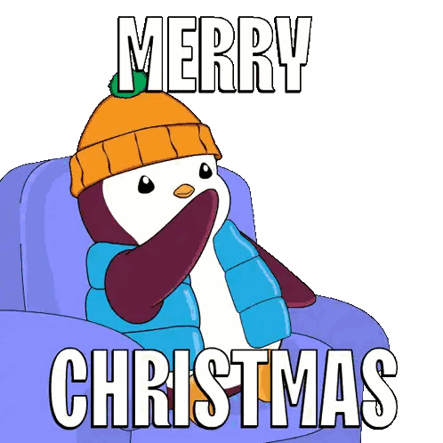 Penguin Santa Hat Merry Christmas Sticker