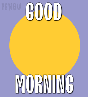 Penguin Saying Good Morning With Yellow Sun GIF